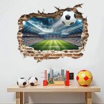 Ersan - 3d football sticker mural, autocollant mural d'enfant garon, mural de football color, football ...