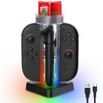 Ersan - chargeur compatible pour switch 2 avec 5 lumires rgb, station de charge de contrleur pour switch ...