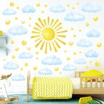 Ersan - ds12 - 8079 stickers muraux nuage soleil et points enfants decoration chambre bebe fille deco ...