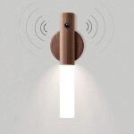 Ersan - luminaire applique murale bois batterie led veilleuse enfant sans fil dtecteur de mouvement ...
