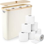 Ersan - rangement papier toilette, 25l panier papier toilette avec bambou couvercle pour 12 rouleaux, ... Ersan - rangement papier toilette, 25l panier papier toilette avec bambou couvercle pour 12 rouleaux, ...