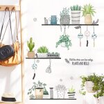 Ersan - ® - stickers muraux plantes en pot grand (106x89 cm) i autocollant mural feuilles vertes herbe ...