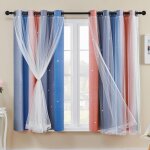 Ersan - xidi rideaux chambre enfant, rideaux occultants avec tulle dcoratif, motifs etoils, 132x137 ...