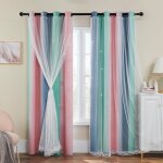 Ersan - xidi rideaux chambre enfant, rideaux occultants avec tulle dcoratif, motifs etoils, 86x183 ...