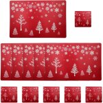 Ershi - lot de 12 sets de table et dessous de verre de nol 6 pices et 6 tapis pour dcoration de table ...