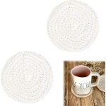 Ershi - 2 napperons en dentelle de coton sets de table ronds au crochet dessous de verre faits  la main ...