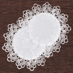 Ershi - lot de 2 napperons ronds lgants en dentelle jacquard blanc au crochet pour dcoration de table ...