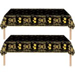 Ershi - 2 pièces nappe noire et dorée fête d'anniversaire pour 90 ans, 137x274cm nappe plastique et rectangula ... Ershi - 2 pièces nappe noire et dorée fête d'anniversaire pour 90 ans, 137x274cm nappe plastique et rectangula ...