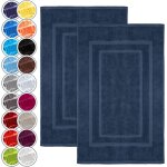 Ershi - lot de 2 tapis de bain en 100% coton, 50 x 80 cm, bleu marine[76]