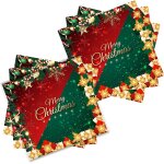 Ershi - 20 serviette papier nol, 3 plis (33x33 cm) serviettes rouge vert, serviette de table papier ...