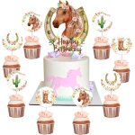 Ershi - lot de 25 dcorations de gteau d'anniversaire pour filles, cowgirl occidentale avec bottes de ...
