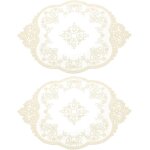 Ershi - 2pcs sets de table en dentelle rtro, napperons ovales en crochet franais brods creux pour ...