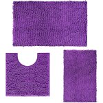 Ershi - lot de 3 tapis de bain antidrapants et lavables - pour douche, baignoire, wc - violet fonc[258] ...