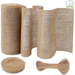 Ershi - 3pcs chemin de table toile de jute 30cm x 10m + , ruban de jute chemin de table rouleau toile ...