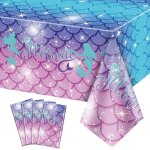 Ershi - lot de 4 nappes de table rectangulaires en forme de sirne pour ftes sous la mer, baby shower, ...