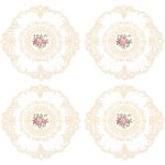 Ershi - 4 sets de sets de table en dentelle rtro, napperons en crochet franais ronds brods creux pour ...