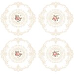 Ershi - 4 sets de sets de table en dentelle rtro, napperons en crochet franais ronds brods creux pour ...