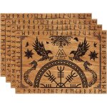 Ershi - lot de 4 sets de table marron viking, arbre de vie, corbeau, casque de rvrence, 30 x 45 cm, ...
