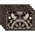 Ershi - - lot de 4 sets de table - motif viking, arbre de vie, corbeau, casque de rveil - 30 x 45 cm ...