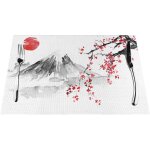 Ershi - lot de 4 sets de table tisss de 1  6 sets de table japonais en pvc lavables pour table de salle ...