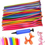 Ershi - lot de 50 / 100 / 200 ballons de modelage, longs, colors, avec pompe a air, a modeler, pour ...