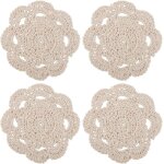 Ershi - 6 dessous de verre rond en dentelle de coton de 15cm sets de table au crochet vintage petits ...
