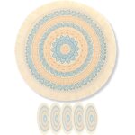 Ershi - lot de 6 sets de table ronds 36 cm - dcoration bohme - en tissu - pour table  manger - vert[4961] ...