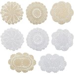 Ershi - 8 styles napperons en dentelle de coton crochet ovale rond fait  la main napperons de table ...