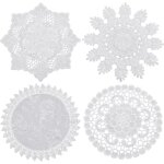 Ershi - 8pcs 4 styles napperons en dentelle de coton 21cm ronds  fleurs au crochet sets de table vintage ...