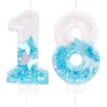 Ershi - bougies anniversaire 18 ans, papillon bougies anniversaire, bleu bougies d'anniversaire personnalises ...