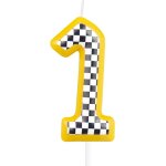 Ershi - bougies d'anniversaire voiture de course - numro 1 jaune pour gteaux - dcoration filles et ...