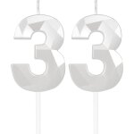 Ershi - bougies blanches en forme de chiffre 33 pour homme et femme, dcoration de gteau pour fte d'annivers ...