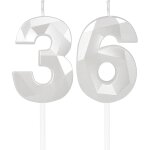 Ershi - bougies blanches en forme de chiffre 36 pour homme et femme, dcoration de gteau pour fte d'annivers ...