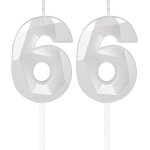 Ershi - bougies blanches en forme de chiffre 66 en 3d pour dcoration de gteau d'anniversaire de mariage ...
