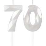Ershi - bougies blanches en forme de chiffre 70 pour homme et femme, dcoration de gteau pour fte d'annivers ...