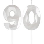 Ershi - bougies blanches en forme de chiffre 90 pour homme et femme, dcoration de gteau pour fte d'annivers ...