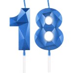 Ershi - bougies bleu roi numro 18 3d pour dcoration de gteau d'anniversaire de garon et fille, saphir ...