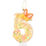 Ershi - bougies en forme de lapin en forme de chiffre 5 pour gteau, bougies d'anniversaire pour filles ...
