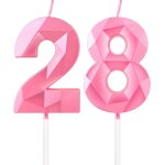 Ershi - bougies roses en forme de chiffre 3d pour 28e anniversaire de filles et garçons, décorations ... Ershi - bougies roses en forme de chiffre 3d pour 28e anniversaire de filles et garçons, décorations ...