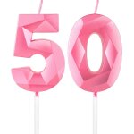 Ershi - bougies roses en forme de chiffre 50 3d pour décoration de gâteau d'anniversaire de mariage ou ... Ershi - bougies roses en forme de chiffre 50 3d pour décoration de gâteau d'anniversaire de mariage ou ...