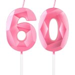 Ershi - bougies roses en forme de chiffre 60 en 3d pour décoration de gâteau d'anniversaire de mariage ... Ershi - bougies roses en forme de chiffre 60 en 3d pour décoration de gâteau d'anniversaire de mariage ...