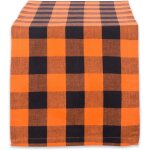 Ershi - buffalo check collection chemin de table rustique classique, 35, 6 x 182, 9 cm, orange et noir[3003] ...