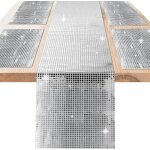 Ershi - chemin de table argent, set de table, dcorations disco pour la graduation, le mariage et les ...