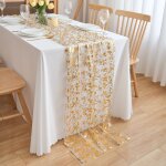 Ershi - chemin de table dor - dcoration de table d'anniversaire - chemin de table de mariage vintage ...
