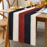 Ershi - chemin de table d'hiver moderne lavable dcoration de table 33 x 183 cm rouge bleu blanc nappe ...