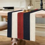 Ershi - chemin de table d'hiver moderne lavable dcoration de table 40 x 140 cm rouge bleu blanc nappe ...