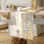 Ershi - chemin de table jaune en lin double couche chemin de table dor pais tissu dcoratif pour anniversair ...