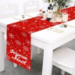 Ershi - chemin de table de joyeux nol franais, dcoration de table de nol rouges chemin de table de ...