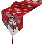 Ershi - chemin de table de nol nappe bonhomme de neige nappe nol drapeau de table cuisine dcoration ...