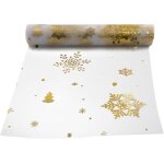 Ershi - chemin de table nol or organza paillette, 28cmx10m runner table band tulle a motif transparent, ...